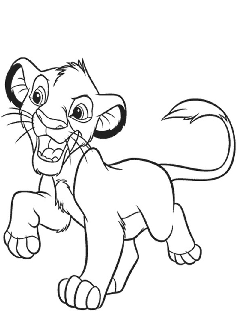 kolorowanka Król Lew mały Simba Disney, dla dzieci malowanka do wydruku numer 3